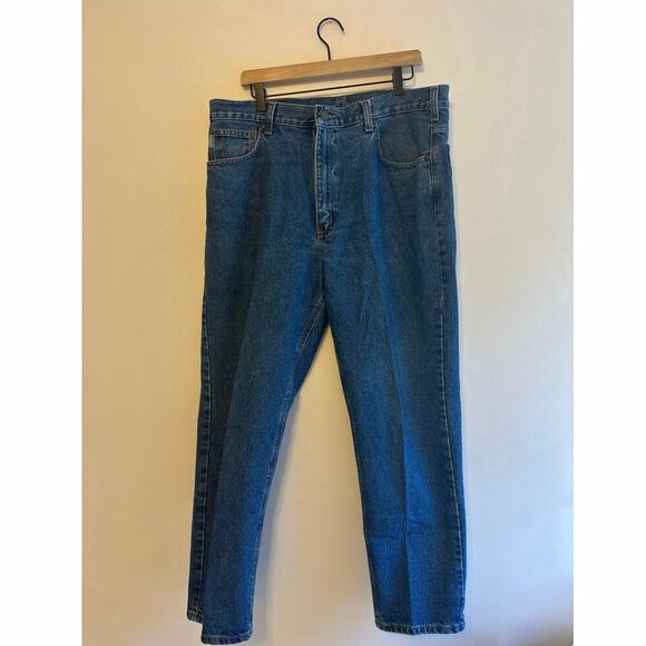 Carhartt Mens Traditional Fit Dark Wash Straight Leg Blue Jeans B18 38x30 - Picture 2 of 5